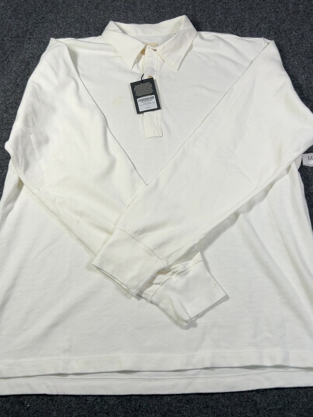 Buck Mason White Field-Spec Rugby Polo Longsleeve Mens Sz XL NWI Msrp108 [MD17]